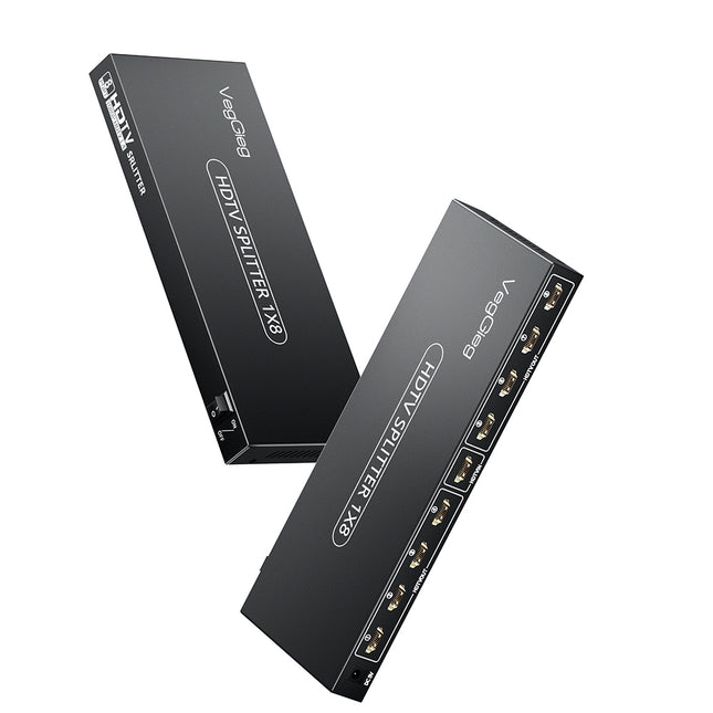 VegGieg 8 Port HDMI Splitter 1x8 | 4K@30Hz HDMI Splitter with HDR, 3D Support & Dolby Audio