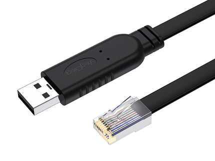 VegGieg USB to RJ45 Console Cable | FTDI Chipset | Serial Console Debug Cable for Routers, Switches, Servers | 2M Flat Cable | Plug & Play
