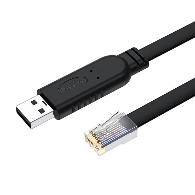 VegGieg USB to RJ45 Console Cable | FTDI Chipset | Serial Console Debug Cable for Routers, Switches, Servers | 2M Flat Cable | Plug & Play