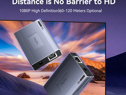 VegGieg 120M HDMI Extender Over CAT6 | HDMI Signal Extension up to 120m | Full HD 1080p | Plug & Play