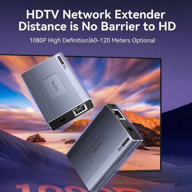VegGieg 120M HDMI Extender Over CAT6 | HDMI Signal Extension up to 120m | Full HD 1080p | Plug & Play