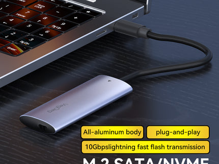VegGieg M.2 NVMe SSD Enclosure | USB 3.2 Gen 2 | 10Gbps Tool-Free Aluminum Case for M-Key & B+M Key NVMe SSDs (2230/2242/2260/2280)