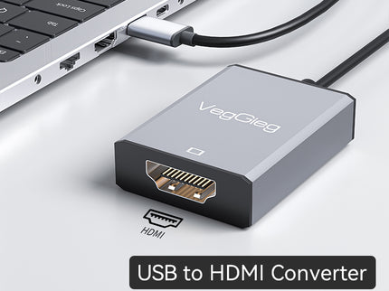 VegGieg USB 3.0 to HDMI Adapter | 1080P @ 60Hz | USB to HDMI Video Converter for Laptop, Desktop, Projector, TV | Plug & Play | Dual Display Modes