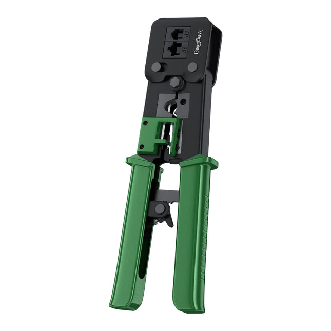 VegGieg Multifunction RJ45 Crimping Tool | Pass-Through Network Crimper | CAT5e to CAT8 | Cut / Strip / Crimp | High Carbon Steel