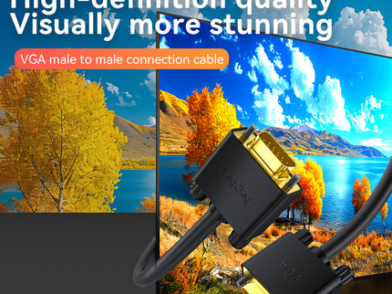 VegGieg V-V207 VGA Cable | 10m & 15m | Full HD 1080p | Multi-Layer Shielded | Double Magnetic Rings | 3+6 Core Design