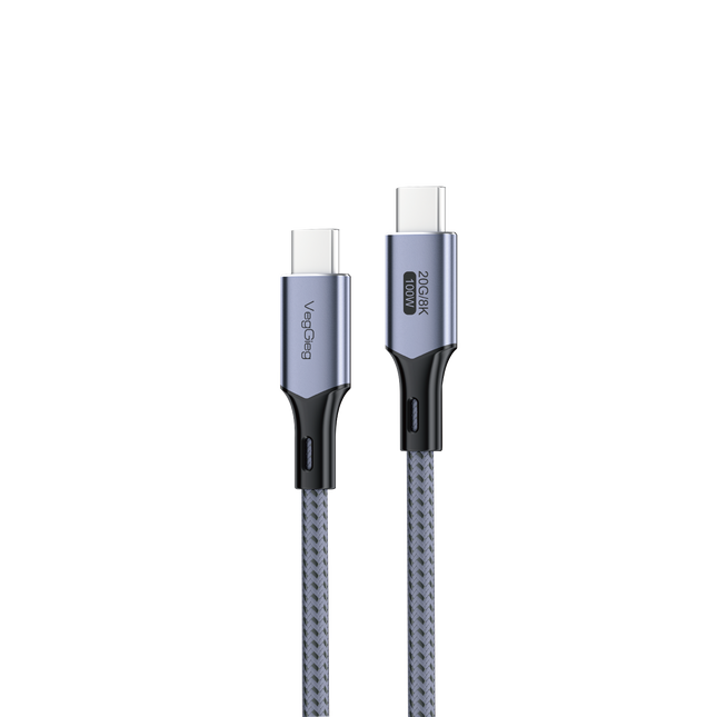 VegGieg V-U413 USB-C Gen 2 Cable | 100W PD Fast Charging | 8K@60Hz Display Output | 20Gbps Data Transfer | 3m & 5m Braided Durable Cable
