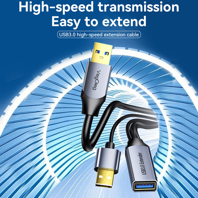 VegGieg V-U330 USB 3.0 Active Extension Cable | 5Gbps High-Speed | 15m–30m Long-Distance Signal Booster | Triple Shielded, Plug & Play