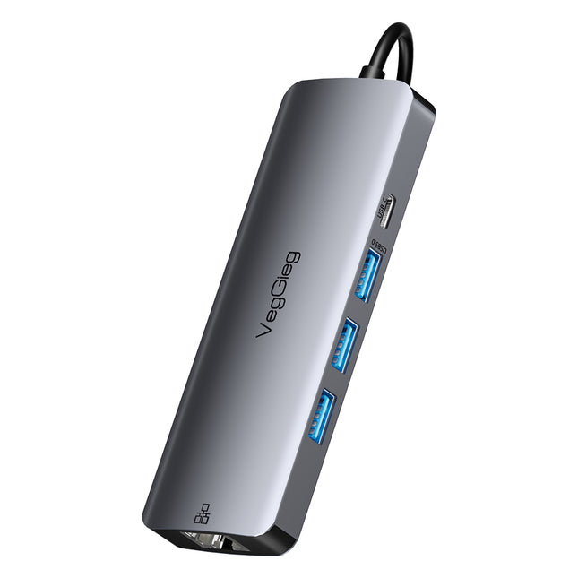 VegGieg 10 in 1 USB Type C Docking Station | 4K HDMI, RJ45 LAN, USB 3.0, SD/TF, PD 100W Hub for Laptops