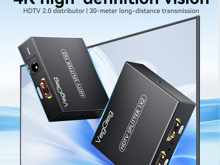 VegGieg 1x2 HDMI Splitter | 4K@30Hz Ultra HD | Dual Display Output | HDMI Duplicator for TV, Monitor, Projector, PS5, Xbox