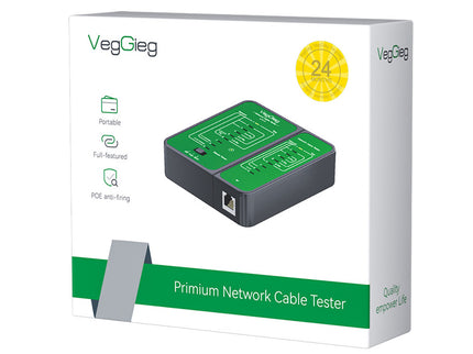 VegGieg V-E110 Professional Network & Telephone Line Tester | 150m Range | Shielded/Unshielded Cable Support | POE Anti-Firing | One-Hand Operation