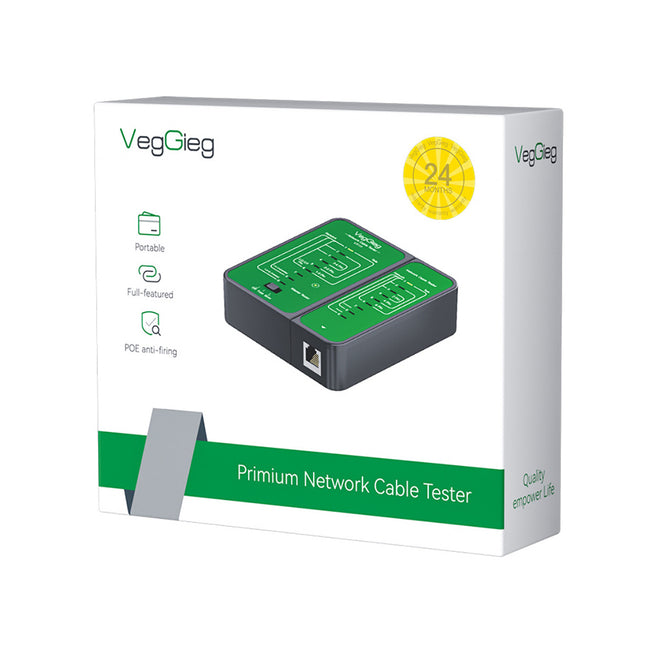 VegGieg V-E110 Professional Network & Telephone Line Tester | 150m Range | Shielded/Unshielded Cable Support | POE Anti-Firing | One-Hand Operation