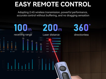 VegGieg V-LP002 Wireless Presenter with Laser Pointer | 2.4GHz | Plug & Play USB Receiver | 100M Range | Slide Control & Screen Blackout