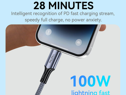 VegGieg USB-C to USB-C 100W PD Fast Charging Cable | 1.2m Braided | 5A E-Marker Chip | 480Mbps Data Transfer | CarPlay & Android Auto Compatible