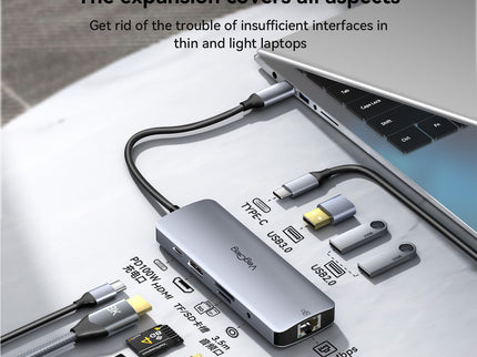 VegGieg 10 in 1 USB Type C Docking Station | 4K HDMI, RJ45 LAN, USB 3.0, SD/TF, PD 100W Hub for Laptops