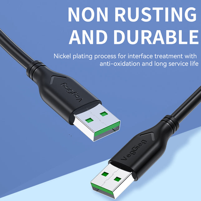VegGieg USB 2.0 Male to Male Cable | High-Speed USB Data Cable | Copper Core | Ferrite Core | Nickel Plated Connectors | 1.5M / 3M
