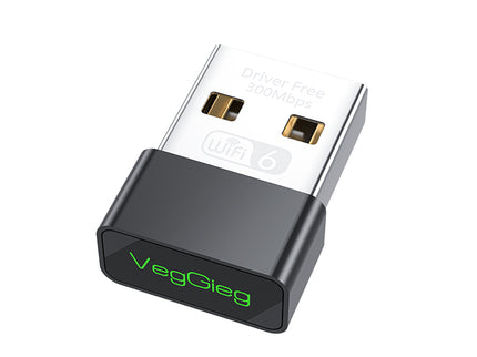 VegGieg Dual Band USB Wi-Fi Adapter | 2.4GHz & 5GHz | 300Mbps Wireless Network Dongle | Plug & Play WiFi Receiver for PC/Laptop