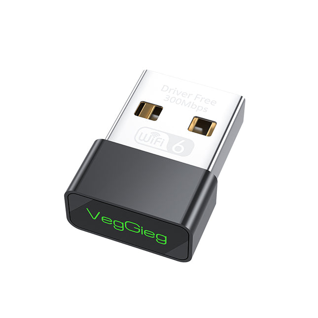 VegGieg Dual Band USB Wi-Fi Adapter | 2.4GHz & 5GHz | 300Mbps Wireless Network Dongle | Plug & Play WiFi Receiver for PC/Laptop