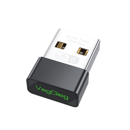 VegGieg Dual Band USB Wi-Fi Adapter | 2.4GHz & 5GHz | 300Mbps Wireless Network Dongle | Plug & Play WiFi Receiver for PC/Laptop