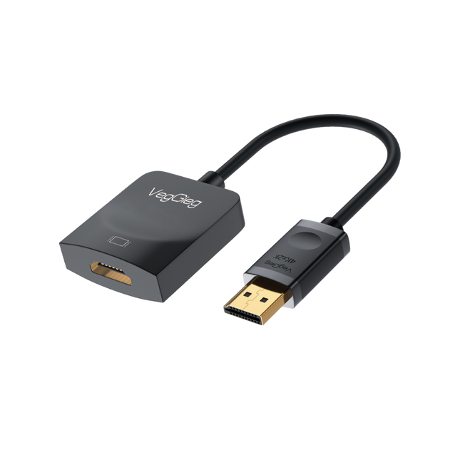 VegGieg DisplayPort (DP) to HDMI Adapter | 4K @ 30Hz | Gold-Plated Connector | Plug & Play | Compact Video Converter