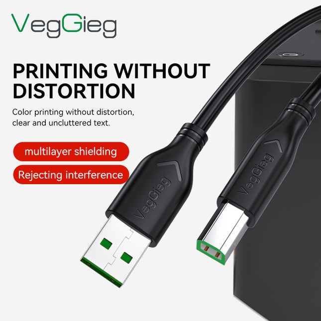 VegGieg USB to USB-B Printer Cable | High-Speed Printing | 10–15M Long Distance Support | Shielded, Durable, Plug & Play