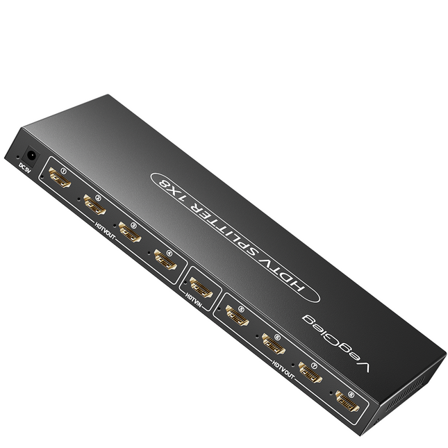 VegGieg 8 Port HDMI Splitter 1x8 | 4K@30Hz HDMI Splitter with HDR, 3D Support & Dolby Audio