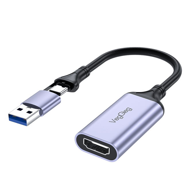 VegGieg USB/Type-C Video Capture Card | 4K Input, 1080P Recording | HDMI Game Capture for PS4/PS5/Switch | Live Streaming Compatible with OBS & More
