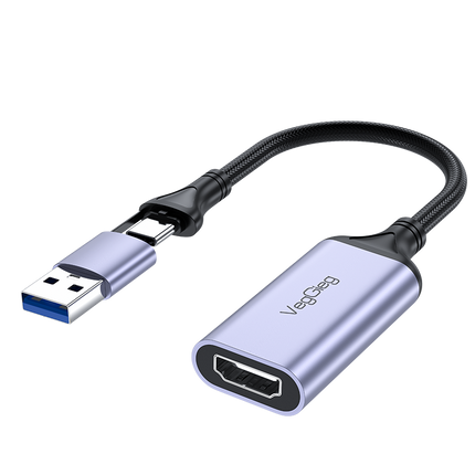 VegGieg USB/Type-C Video Capture Card | 4K Input, 1080P Recording | HDMI Game Capture for PS4/PS5/Switch | Live Streaming Compatible with OBS & More