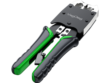VegGieg V-E106 Professional Crimping Tool | RJ45 / RJ12 / RJ11 Modular Plug Crimper | Cable Stripper & Cutter | Durable Steel Build