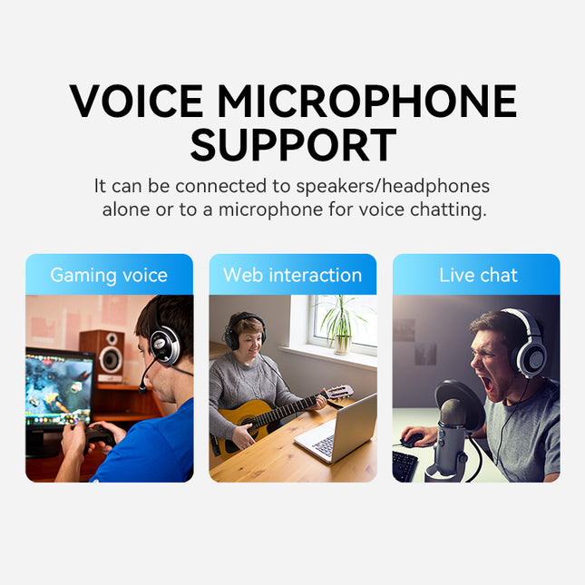 VegGieg USB Sound Card Adapter | External Audio Interface | 3.5mm Jack & Mic Ports | Plug & Play