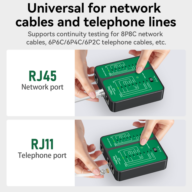 VegGieg V-E110 Professional Network & Telephone Line Tester | 150m Range | Shielded/Unshielded Cable Support | POE Anti-Firing | One-Hand Operation