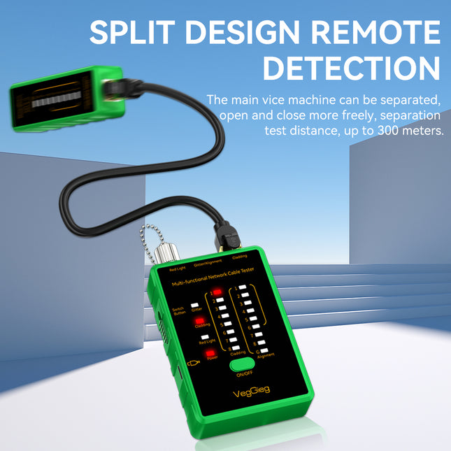 VegGieg LAN & Fiber Tester | 10–12km VFL | PoE, Cladding, Shield Detection | Type-C Charging | Burn-Proof Network Cable Tester