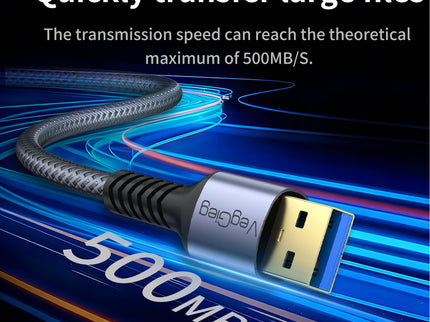 VegGieg USB 3.0 Braided Extension Cable | Premium Aluminium Shell High-Speed USB Extension Cable