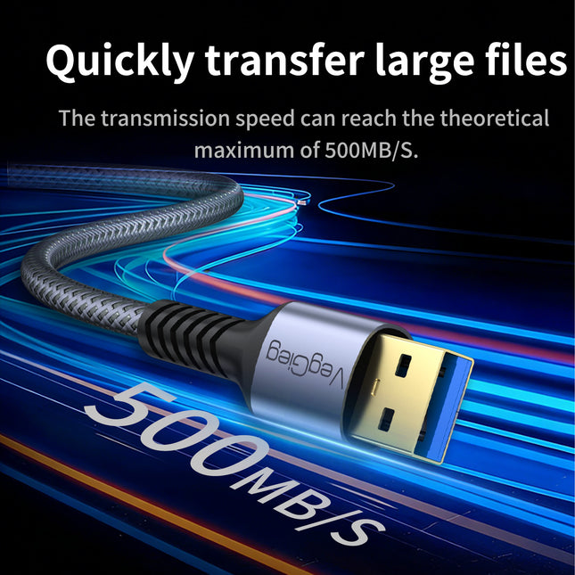 VegGieg USB 3.0 Braided Extension Cable | Premium Aluminium Shell High-Speed USB Extension Cable