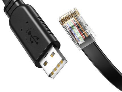 VegGieg USB to RJ45 Console Cable | FTDI Chipset | Serial Console Debug Cable for Routers, Switches, Servers | 2M Flat Cable | Plug & Play