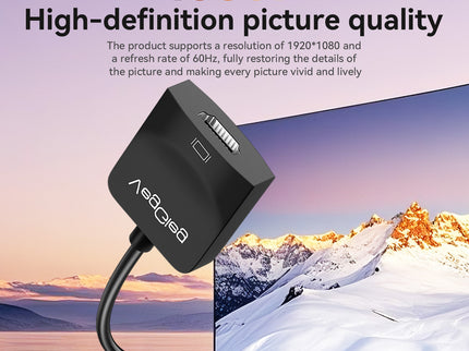 VegGieg V-Z618 VGA to HDMI Converter | 1080p Full HD | With Audio & USB Power | Plug & Play Video Adapter for PC, Laptop, Projector, TV