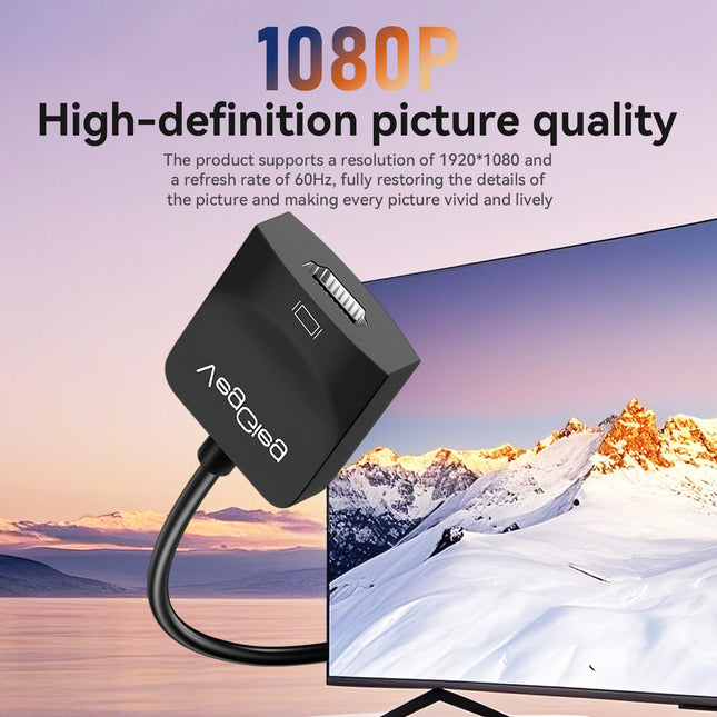 VegGieg V-Z618 VGA to HDMI Converter | 1080p Full HD | With Audio & USB Power | Plug & Play Video Adapter for PC, Laptop, Projector, TV