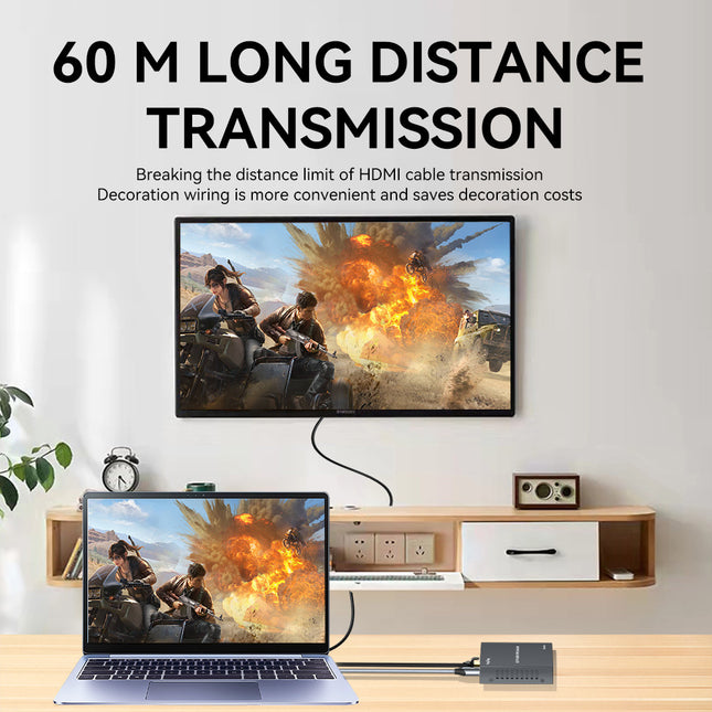 VegGieg V-HD010 HDMI Extender over CAT6 | 60M Transmission | Full HD 1080p | IR Support | HDMI + LAN Extension Kit | Plug & Play