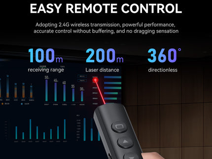 VegGieg V-LP003 Wireless Presenter with Laser Pointer | 2.4GHz | Plug & Play USB Receiver | 100M Range | Slide Control & Screen Blackout