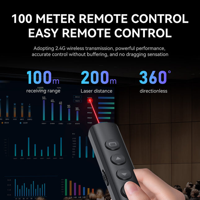 VegGieg V-LP003 Wireless Presenter with Laser Pointer | 2.4GHz | Plug & Play USB Receiver | 100M Range | Slide Control & Screen Blackout
