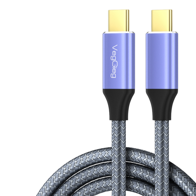 VegGieg V-H921 USB-C to USB-C Cable | 100W PD Fast Charging | 4K Display Output | 10Gbps Data Transfer | 2m Braided Durable Cable