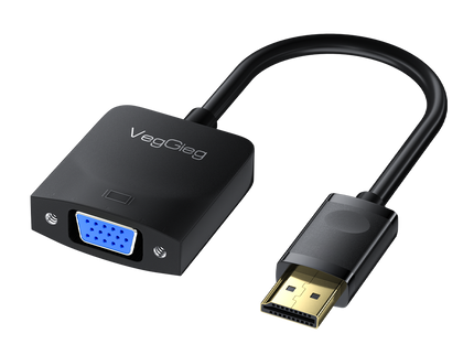 VegGieg V-Z615 DisplayPort (DP) to VGA Converter | 1080p Full HD | Plug & Play | Gold-Plated Connectors | PC to Monitor/Projector Adapter