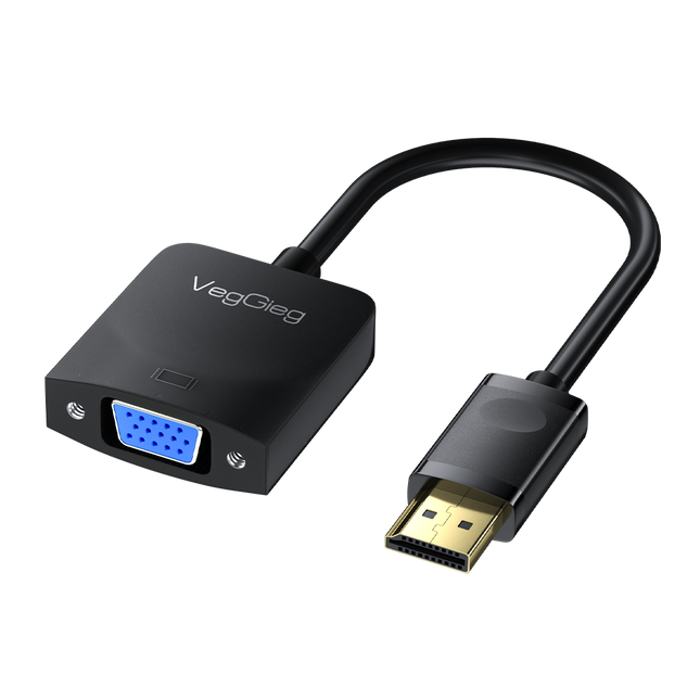 VegGieg V-Z615 DisplayPort (DP) to VGA Converter | 1080p Full HD | Plug & Play | Gold-Plated Connectors | PC to Monitor/Projector Adapter