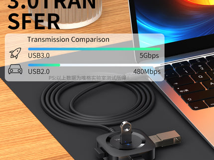 VegGieg Type-C to 4-Port USB Hub | USB 2.0 & USB 3.0 Options | 1m Cable | External Power Support | High-Speed Expansion VC341