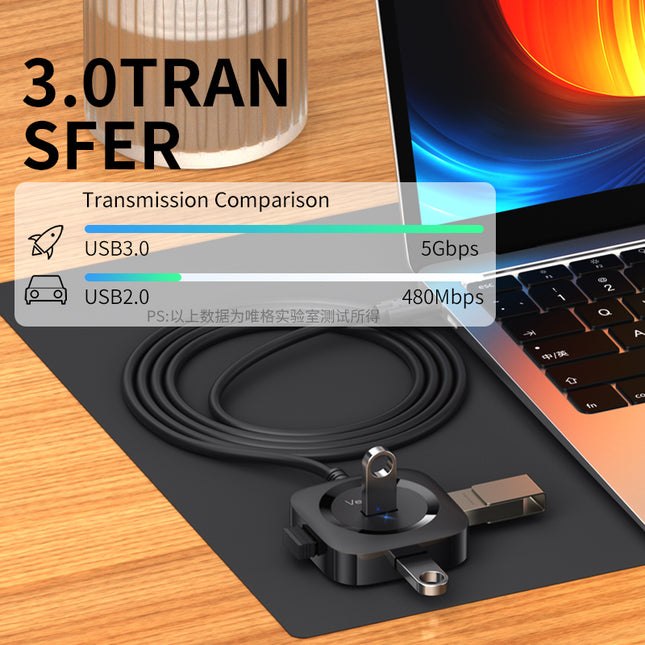 VegGieg Type-C to 4-Port USB Hub | USB 2.0 & USB 3.0 Options | 1m Cable | External Power Support | High-Speed Expansion VC341