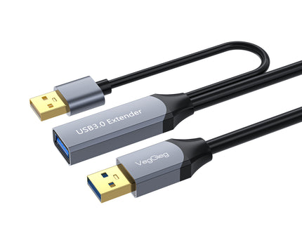 VegGieg V-U330 USB 3.0 Active Extension Cable | 5Gbps High-Speed | 15m–30m Long-Distance Signal Booster | Triple Shielded, Plug & Play