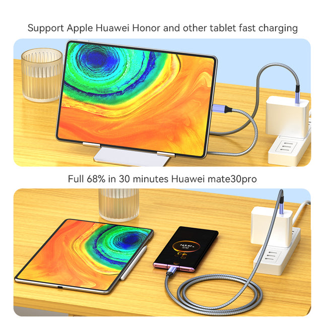 VegGieg V-H921 USB-C to USB-C Cable | 100W PD Fast Charging | 4K Display Output | 10Gbps Data Transfer | 2m Braided Durable Cable