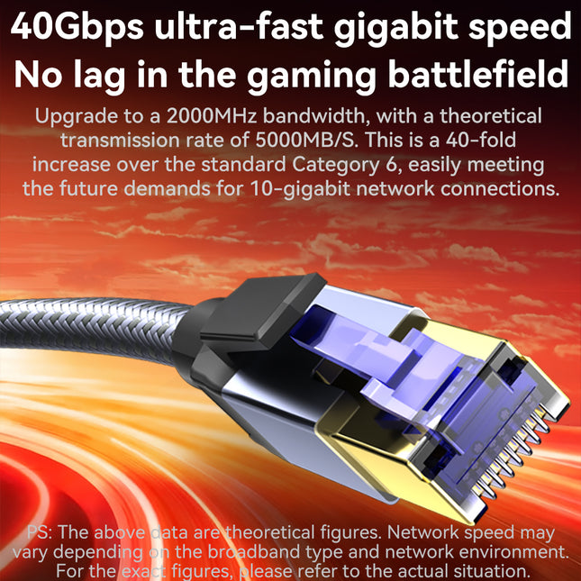 VegGieg Cat8 FTP Braided Ethernet Cable | Fluke Tested 40Gbps RJ45 LAN Cable with Gold-Plated Connectors
