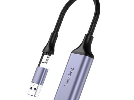 VegGieg USB/Type-C Video Capture Card | 4K Input, 1080P Recording | HDMI Game Capture for PS4/PS5/Switch | Live Streaming Compatible with OBS & More