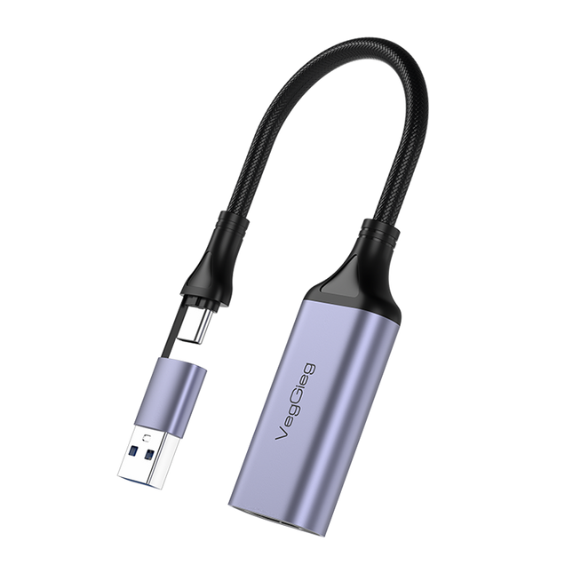 VegGieg USB/Type-C Video Capture Card | 4K Input, 1080P Recording | HDMI Game Capture for PS4/PS5/Switch | Live Streaming Compatible with OBS & More