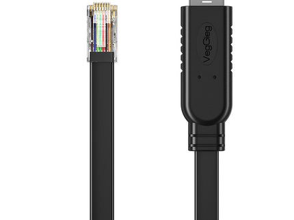 VegGieg USB to RJ45 Console Cable | FTDI Chipset | Serial Console Debug Cable for Routers, Switches, Servers | 2M Flat Cable | Plug & Play